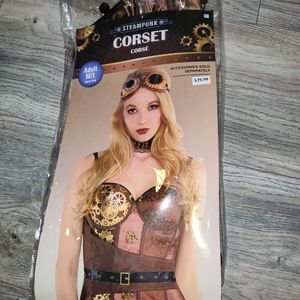 Adult M/L Steampunk corset with matching earrings.